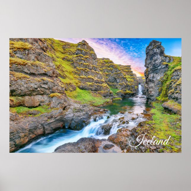 Poster Kolufossar Waterfall, Islândia (Frente)