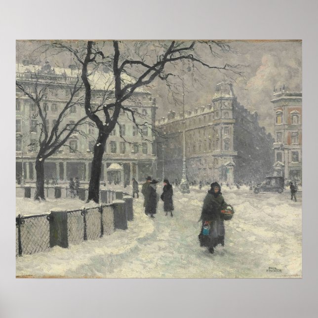 Poster Kongens Nytorv, Copenhaga, Inverno Paul Fischer (Frente)