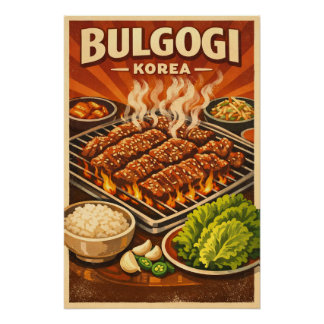Pôster Korean Bulgogi in a bold retro