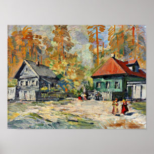 Poster Korovin - outono em uma vila russa