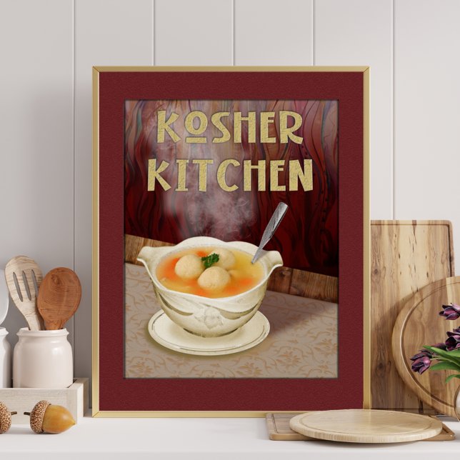 Poster Kosher Kitchen Judeu Matzah Ball Soup Art Impressã (Criador carregado)