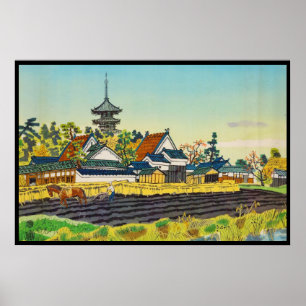 Poster Kotozuka Eiichi, templo de Yakushi e a vizinhança