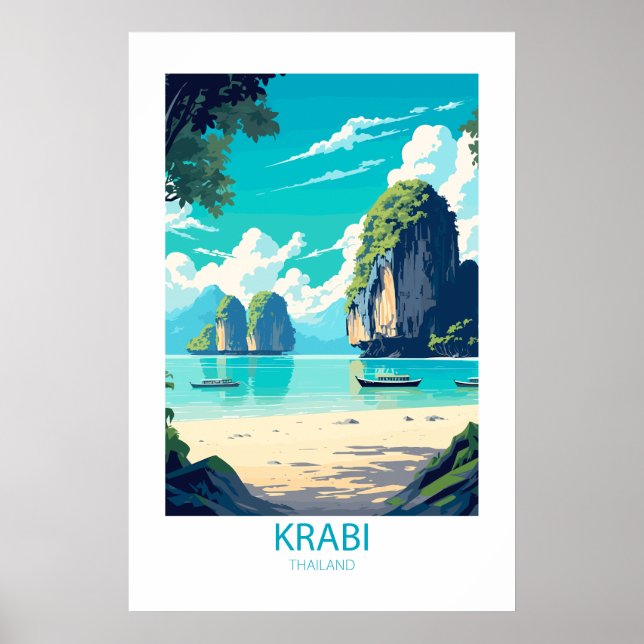 Poster Krabi Tailândia Famosos Viagem Locais (Frente)
