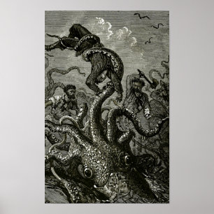 Pôster Kraken de 20000 ligas sob o mar