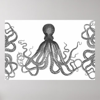 Poster Kraken - Octopus Gigante Negro / Cthulu