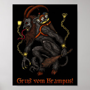 Poster Krampus Natal Sombrio Alegre Krampus Feriado Terro