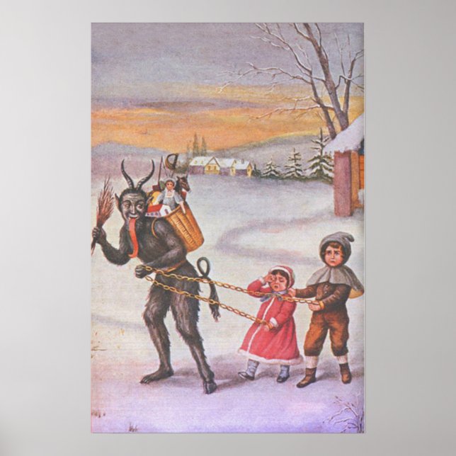 Poster Krampus Roubando Brinquedos e Crianças (Frente)