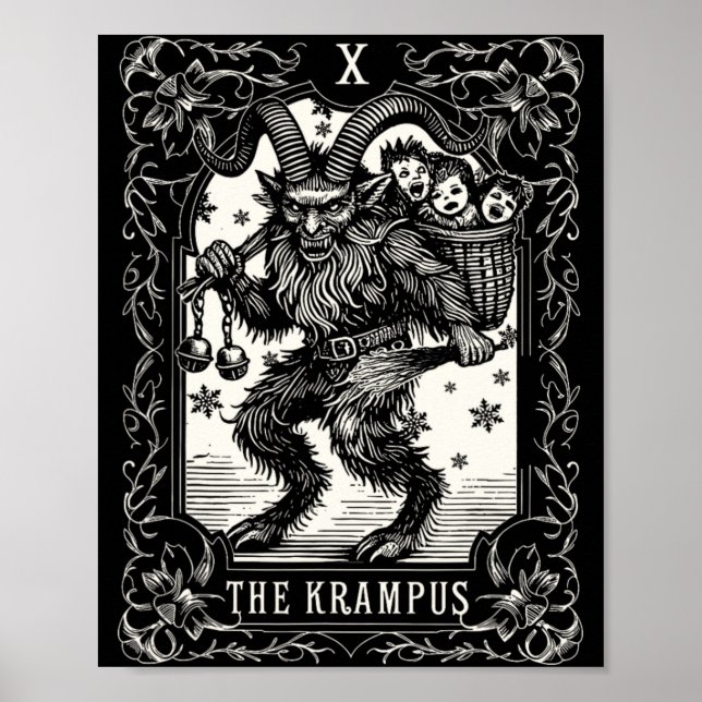 Poster Krampus Tarot Card Design Christmas Season Evil Pa (Frente)