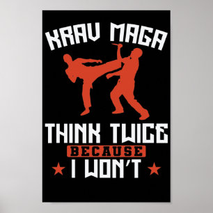 Poster Krav Maga pensa duas vezes porque eu não vou me di