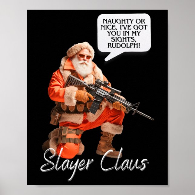 Poster Kris Kringle Festivo Caça Xmas Santa Claus Camo (Frente)