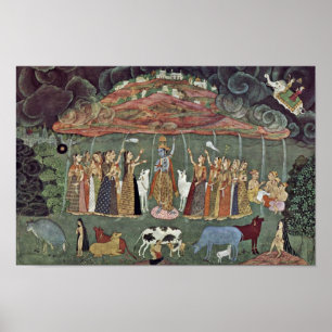 Poster Krishna e a montanha Govardhan por Shahadin
