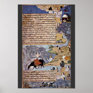 Pôster Krishna e o Pandavas molham seus cavalos por Mei