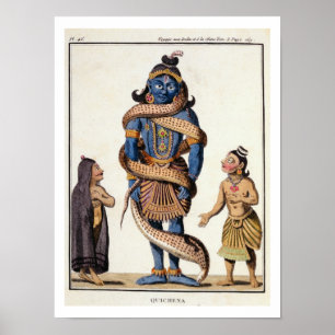 Pôster Krishna espremeu pela serpente de Kaliya, 'de Voya