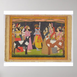 Pôster Krishna levantando o Monte Govardhana, de Bhagav