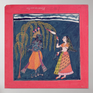 Pôster Krishna tocando flauta, do Vahula