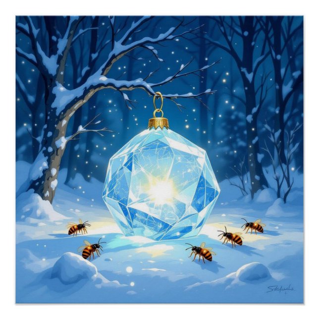 Pôster „Kristallapfel im Glühwürmchenwinter“ (Frente)