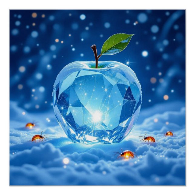 Pôster „Kristallapfel im Glühwürmchenwinter“ (Frente)