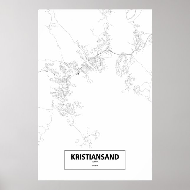 Pôster Kristiansand, Noruega (preto no branco) (Frente)