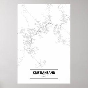 Pôster Kristiansand, Noruega (preto no branco)