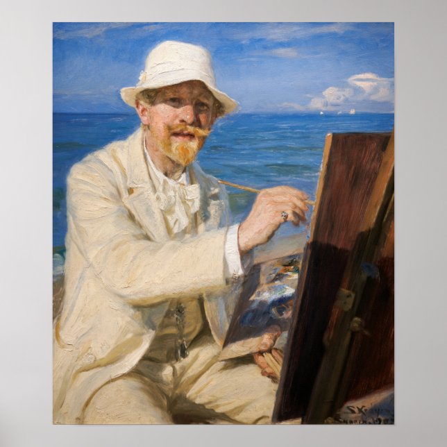 Poster Kroyer - Autorretrato na praia de Skagen (Frente)