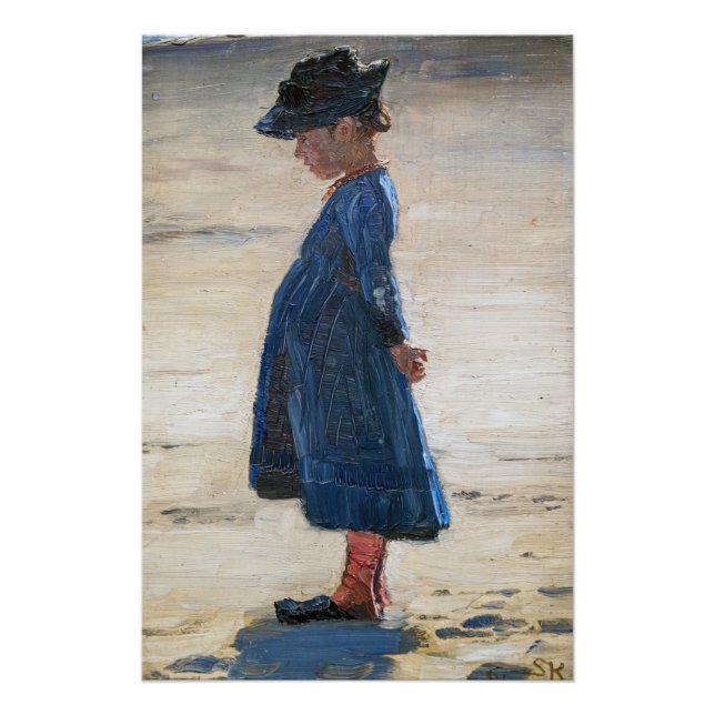 Pôster Kroyer - Menina parada em Skagen Beach (Frente)
