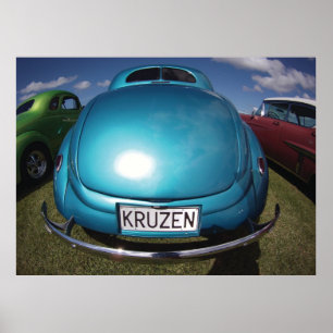 Poster KRUZEN Blue Classic Car wideangle shot