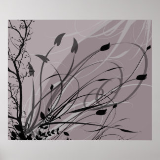 Poster KRW Grunge Floral em Mistura Lavanda
