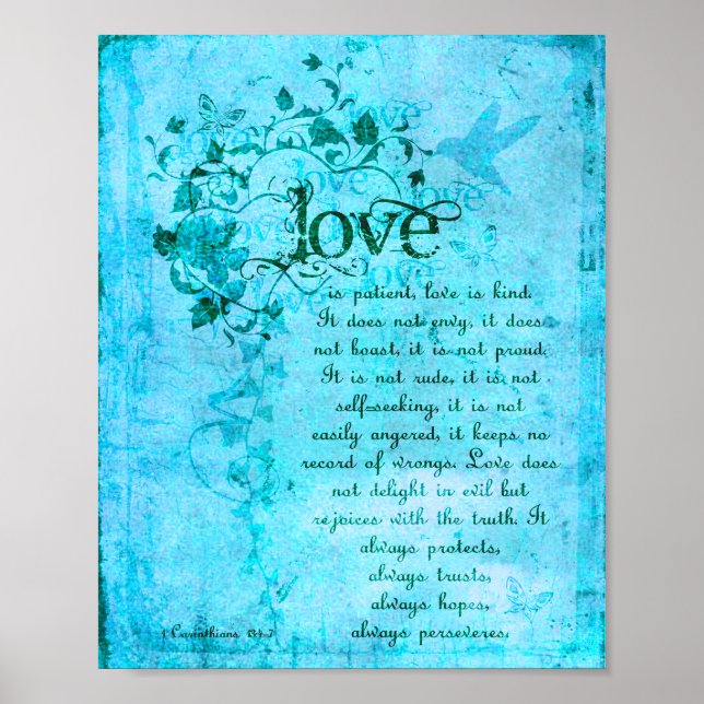Poster KRW Love é Patient Corinthians Bíblia (Frente)