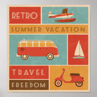 Pôster KRW Viagem de Férias Retro de Verão