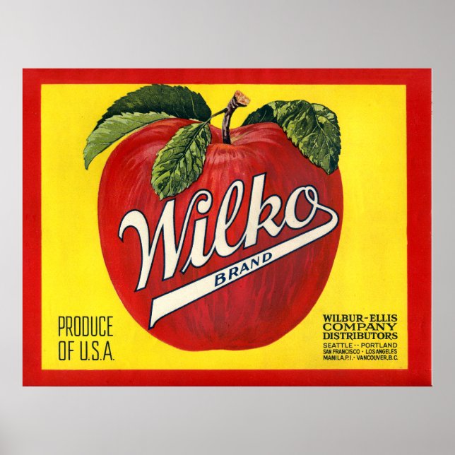 Pôster KRW Vintage Wilko Apple Crate Label (Frente)
