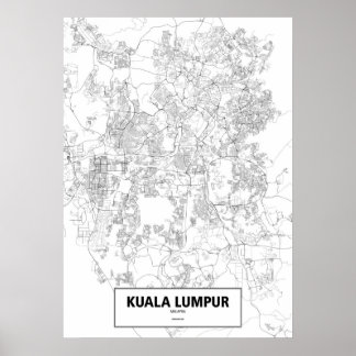 Pôster Kuala Lumpur, Malásia (preto no branco, personaliz