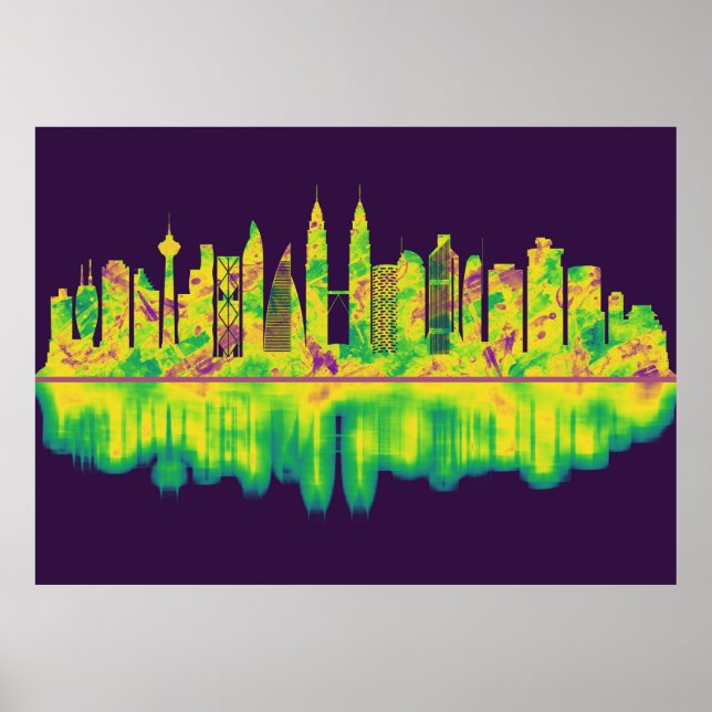 Poster Kuala Lumpur Malásia Skyline (Frente)