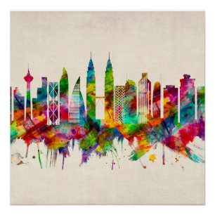 Pôster Kuala Lumpur Malásia Skyline