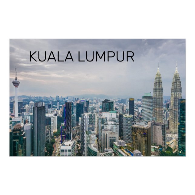Pôster Kuala Lumpur Malásia Skyline Vintage Souvenir (Frente)
