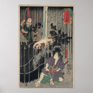 Poster Kumawaka Maru e Honma Saburo, 1814 - Utagawa Kun