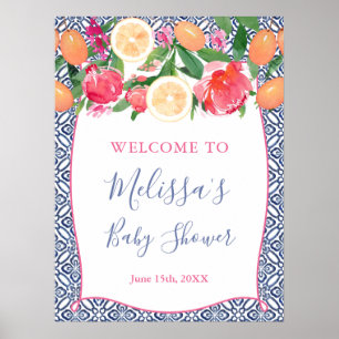 Poster Kumquat Citrus Peonies, Azulejos espanhóis