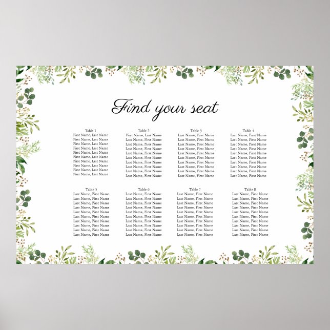 Poster Kundenspezifisch Elegante Blumen Weiss Grün (Frente)