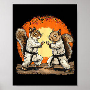Poster Kung Fu Artes Marciais Kickboxing Esquilo Caratê