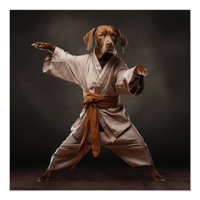 Pôster Kung Fu Brown Pointer purebred dog marcial art (Frente)
