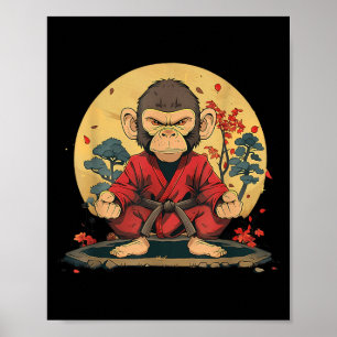 Poster Kung Fu Macaco Nature Taekwondo Judo Mma Artes Mar