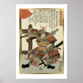 Poster Kuniyoshi Vintage Japonês Samurai Imagawa Yoshimo