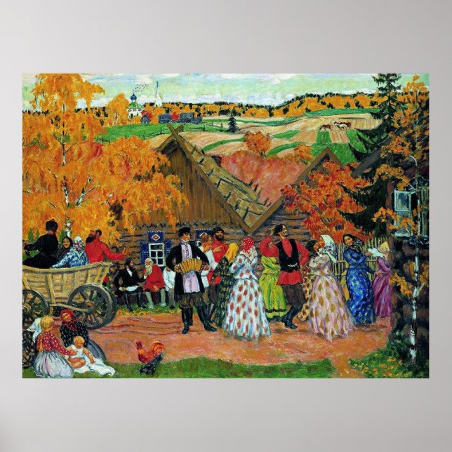 Poster Kustodiev - Festa da Aldeia, (Frente)