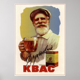 Poster Kvass soviético da fruta de URSS que anuncia 1959