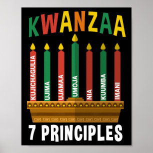 Poster Kwanzaa 7 Princípios Vela Kinara Pan Africanos P