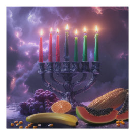PÔSTER KWANZAA - KINARA - MISHUMAA SABA - 