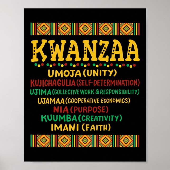 Poster Kwanzaa Natal African American 7 Principles Me (Frente)