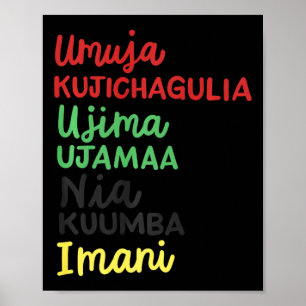 Poster Kwanzaa Sete Princípios Cristã Americana Africana