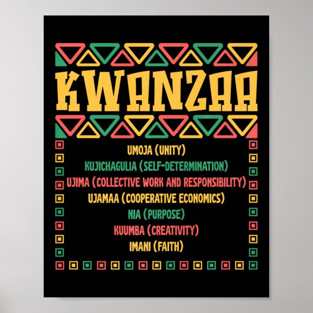 Poster Kwanzaa Sete Princípios Umoja Faith Gráfico (Frente)
