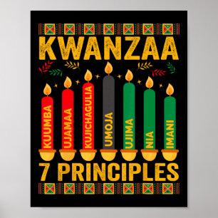 Poster Kwanzaa Sete Princípios Vela Homens Mulheres Kwanz