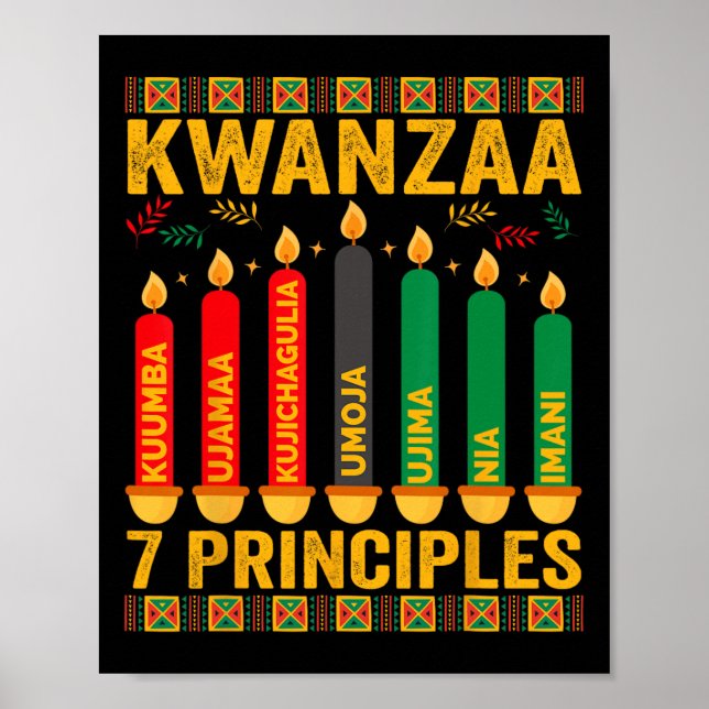 Poster Kwanzaa Sete Princípios Vela Homens Mulheres Kwanz (Frente)